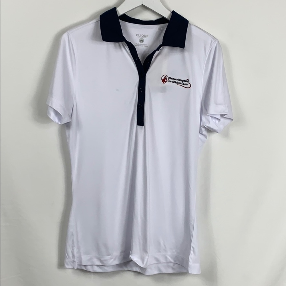 NWT Clique white ladies golf polo shirt size Lg